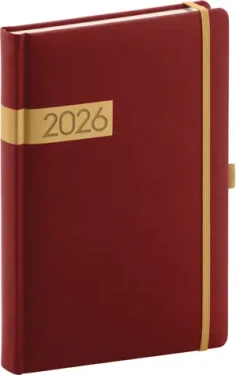 NOTIQUE Denný diár Twill 2026 bordó-zlatý / 15 x 21 cm (PGD-DA5TW-6718)