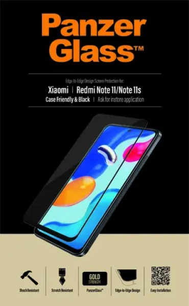 PanzerGlass Tvrdené sklo Case Friendly pre XIAOMI Redmi Note 12S/11S/11 čierna (8058)