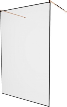 MEXEN/S - KIOTO samostatne stojaca sprchová zástena 100 x 200, transparent/čierna vzor 8 mm, růžové zlato 800-100-002-60-70