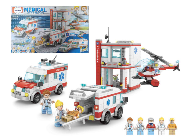 Mamido Mamido Stavebnica záchranárska stanica s figúrkami a vrtuľníkom 823 dielikov MT1128