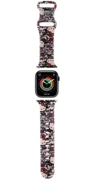 Hello Kitty Silicone Tags Graffiti ružová / Remienok / Apple Watch 38/40/41 mm (HKAWMSDGPTP)