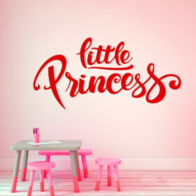 Veselá Stena Samolepka Nápis Little princess Farba: červená, Veľkosť: 40 x 22 cm