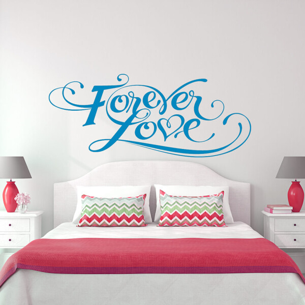 Veselá Stena Samolepka Forever love Farba: modrá, Veľkosť: 40 x 18 cm