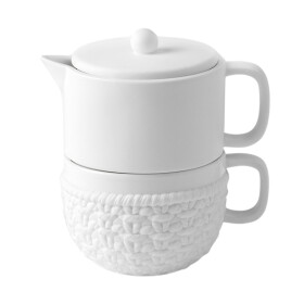 Räder Čajová kanvička s hrnčekom White Knitting