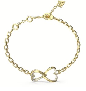 Guess Nežný pozlátený náramok so srdiečkami Mon Amour JUBB04618JWYG 14,5 cm