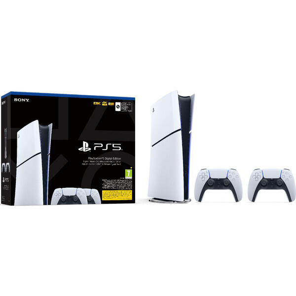 PlayStation 5 Digital Edition D chassis (Slim) + 2x DualSense Wireless Controller White (PS711000042067)