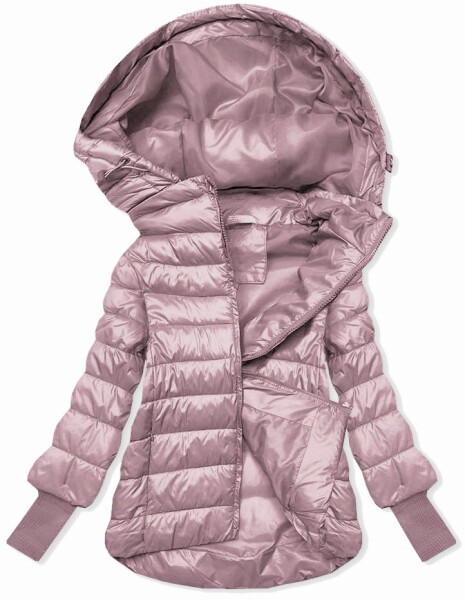 Krátka ružová dámska bunda s úpletovou šnúrkou (P22/P3-6636/P3-6023-52) odstíny růžové 52