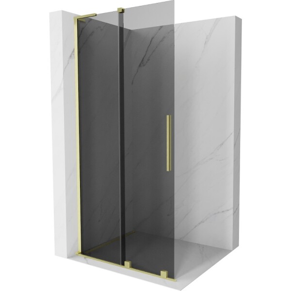 MEXEN/S - Velar L Sprchová zástena posuvná Walk-in 100 x 200, grafit 8 mm, zlato kefovaná 871-100-003-43-55