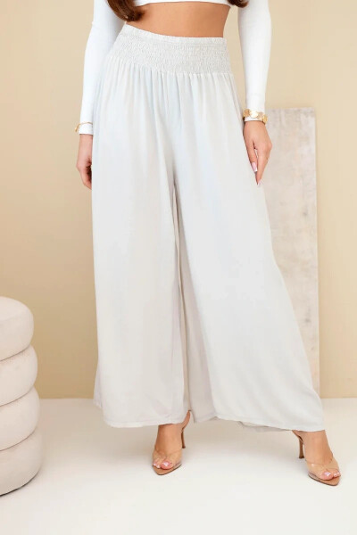 Dámske viskózové nohavice s elastickým pásom béžovej farby UNI