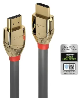 Lindy Gold Line 1m šedá / HDMI kábel / Ultra High Speed / HDMI 2.1 / 48Gbps / pozlátené konektory (37601)