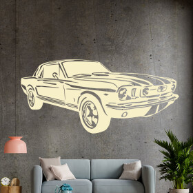 Veselá Stena Samolepka Automobil Ford Mustang Farba: béžová, Veľkosť: 100 x 47 cm