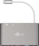 Goobay 62113 multiportový adaptér strieborná / 1x USB-C M na HDMI F amp; VGA F amp; USB-C F amp; USB-A F (4040849621130)