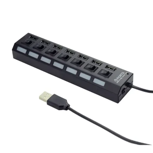 Gembird USB 2.0 HUB so 7-portmi a spínačmi čierna / 5V / 2A / 7 portov (UHB-U2P7-03)