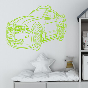 Veselá Stena Samolepka Policajné autíčko detské Farba: zelená, Veľkosť: 40 x 31 cm
