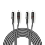 Nedis Stereo Audio kábel 2x RCA (M) - 2x RCA (M) 5.00 m tmavo šedá (COTH24200GY50)