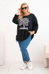 Dámska bavlnená blúzka s potlačou stromu v čiernej farbe UNI