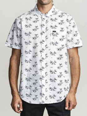 RVCA EASY PALMS ANTIQUE WHITE pánska košeľa krátky rukáv - M