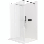 CERANO - Sprchová zástena Walk-in Onyx Duo Ľ/P - 8 mm - okrúhla vzpera - čierna matná, ryhované sklo - 120x200 CER-8050BD2243