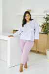 Taro Debora 3463 long/r 2XL-4XL Z25/26 dámske pyžamo modrá 4XL