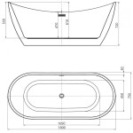 MEXEN/S - Lotos voľne stojaca vaňa 180 x 75, biela/čierna, sifón a prepad zlatá 52051807775-50