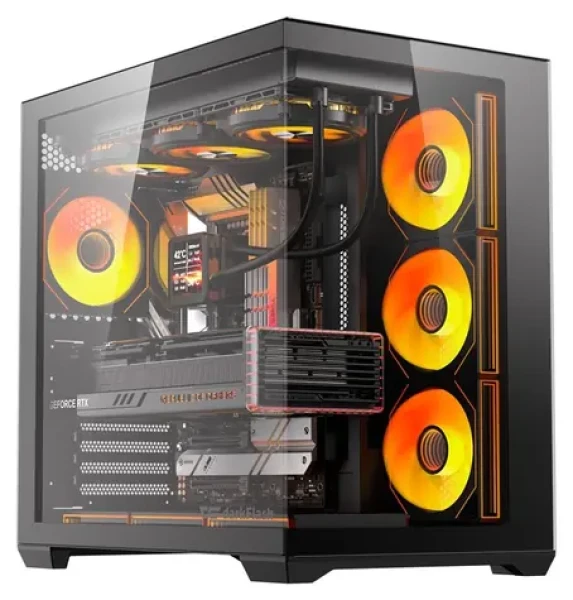 DarkFlash C280 čierna / Skriňa / E-ATX / tvrdené sklo / 7× ventilátor / 270 ° panoramatický design (C280 BLK +7F)