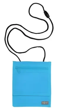 Pagna Peňaženka na krk 16x13 cm svetlo modrá / Peňaženka na krk / Nylon / 6 vreciek / suchý zips (99508-20)