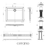 CERANO - Sprchová vanička obdĺžniková Brio - SMC/minerálny kompozit - štruktúrovaná biela - 100x80x4 + čelný panel + nožičky CER-273415