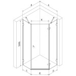 MEXEN/S - Lunar sprchovací kút päťboký krídlový pravá 90 x 90, transparent, grafit kartáčovaná 831-090P-090L-66-00-P