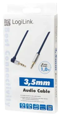 LogiLink Audio kábel Jack 3,5 mm (M) - Jack 3,5 mm (M) modrý, uhlový / Audio kábel / 1 m (CA11100)
