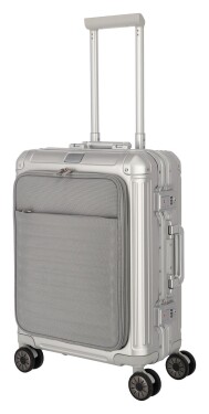 Hliníkový kufor Travelite Next 2.0 S Front pocket Silver