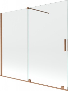 MEXEN/S - Velar Dvojkrídlová posuvná vaňová zástena 180 x 150, transparent, kartáčovaná meď 896-180-000-01-65