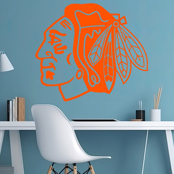 Veselá Stena Samolepka Hokejový tím Chicago Blackhawks Farba: oranžová, Veľkosť: 60 x 52 cm