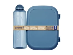 Sistema Set desiatového boxu s fliaš Ocean Bound - Olovrantový box Ribbon Lunch 1.1 la fľaša Swift 480 ml modrá (8592001432086)