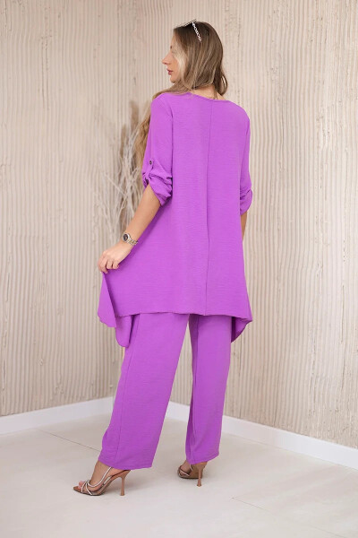 Súprava blúzka + nohavice s fialovým príveskom UNI