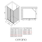 CERANO - Sprchovací kút Volpe L/P - 6 mm - chróm, transparentné sklo - 110x90x190 - zalamovacia CER-669649