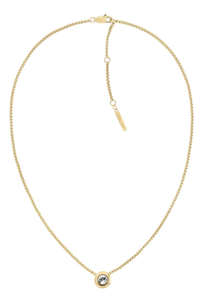 Calvin Klein Slušivý pozlátený náhrdelník Twiste Bezel Solitaire 35000770