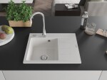 MEXEN MEXEN - Ben granitový drez 1 s odkvapkávačom ľavý 600 x 500 mm, biela, sifón chróm 6522605000-20