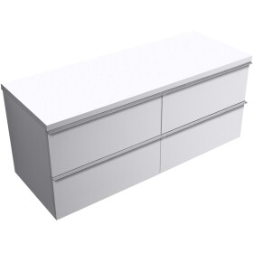 CERANO - Kúpeľňová skrinka Velora - biela matná, úchytka chrómová + doska pod umývadlo Navira Pro - 36 mm - 140x56,6x46,5 CER-668534
