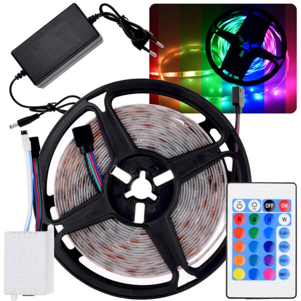 Mamido Vodeodolná LED páska 5m RGB s diaľkovým ovládaním