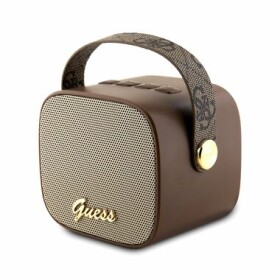 Guess Mini Bluetooth Speaker PU 4G Strap hnedá / 5W / Bluetooth 5.3 / 1200 mAh (3666339170196)