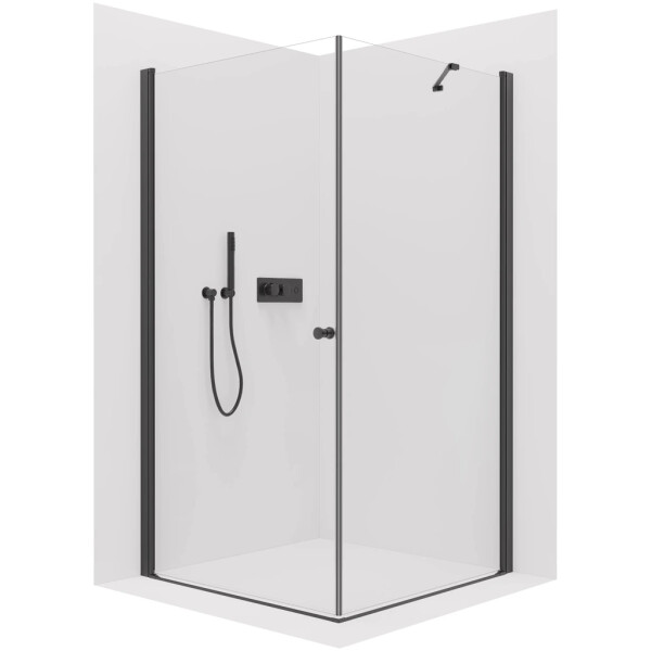 CERANO - Sprchovací kút Antelo L/P - 6 mm - čierna matná, transparentné sklo - 90x100x190 - otočný CER-434004