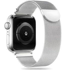 Tech-Protect MilaneseBand strieborná / Remienok milánsky ťah / pre Apple Watch Series 4-9, SE, Ultra 1 a 2 / 42/44/45/49 mm