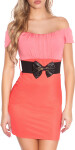 Sexy minidress with carmen-neck and belt CORAL Einheitsgroesse