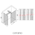 CERANO - Sprchová zástena Walk-in Onyx TL/P - 8 mm - hranatá vzpera - čierna matná, bronzové sklo - 100x90x200 CER-686761