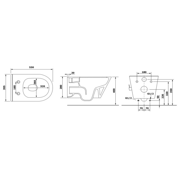 SAPHO - AVVA CLEANWASH závesná WC misa, integrovaná batéria a bidetová sprška, Rimless, 35,5x53cm, biela 100315