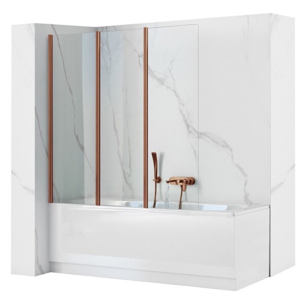 REA - Skladacia vaňová zástena AGAT-3 120 Brush Copper REA-W5697