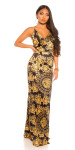 Sexy Maxi Dress With Print blackyellow Einheitsgroesse