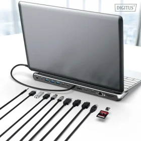 Digitus USB-C 8K / Dokovacia stanica / 12 portov / 8K/30Hz / RJ45 / SD/microSD čítačka / USB-C PD (DA-70919)