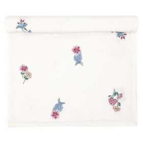 GREEN GATE Bavlnený behúň Portia White Embroidery 140 x 45 cm