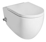 ISVEA - INFINITY CLEANWASH závesná WC misa, integrovaný ventil a bidetová spŕška, Rimless, 36,5x53cm, biela 10NFS1001I
